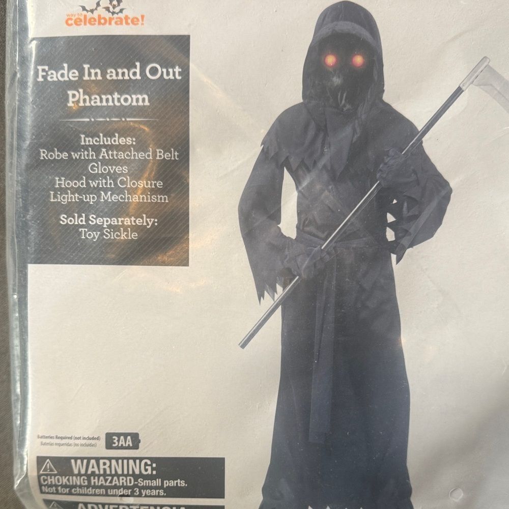 Kids Fade In and Out Phantom Halloween Costume Size M 8 NEW